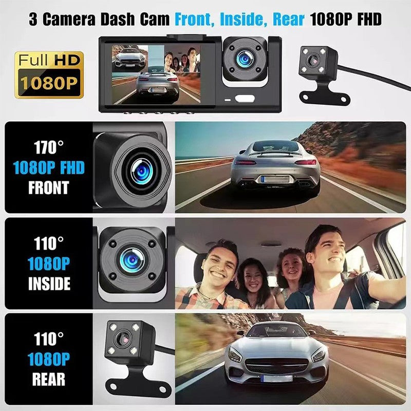 MPOW 3 Lens Dash Cam 2 Inch IPS Screen HD Car DVR Dashboard Camera Fro