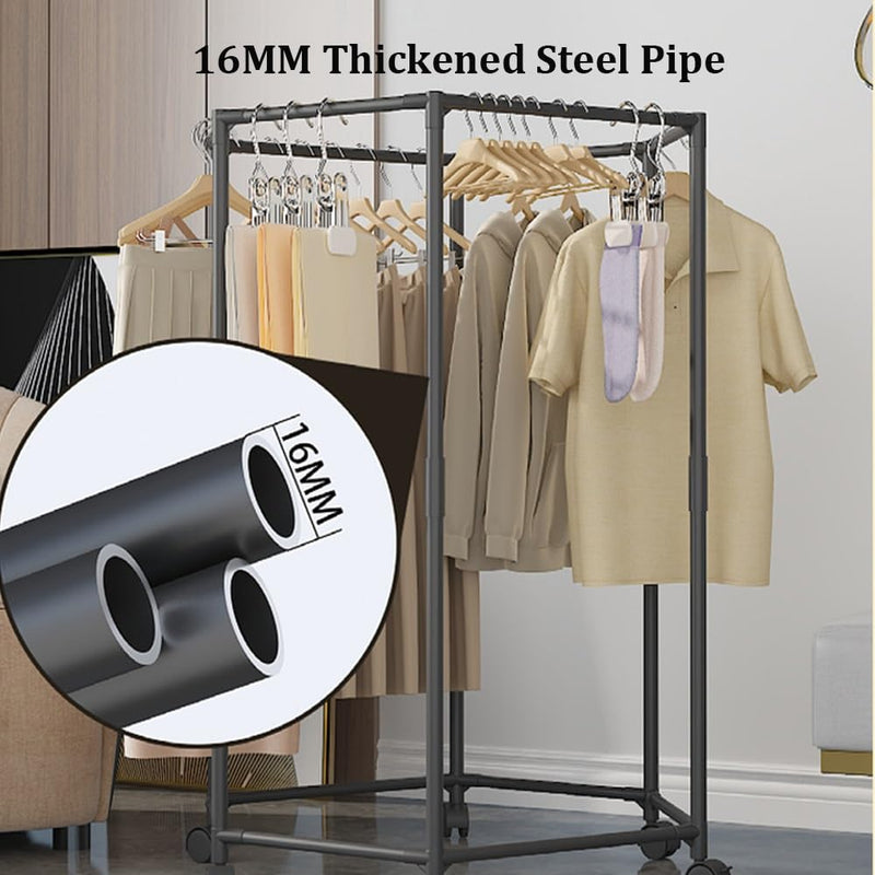 Mpow Hexagonal Floor-Mounted Clothes Rack with 360-Degree Rotation and Wheels for Commercial and Home Use