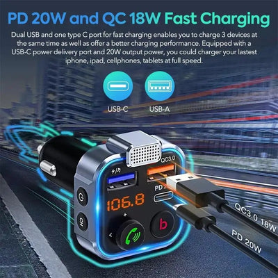 Mpow Bluetooth 5.3 Car FM Transmitter