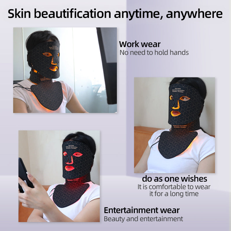 Mpow 4-Color Light Therapy Silicone Mask with Neck Care | 480 Chips Face & Neck Beauty Device