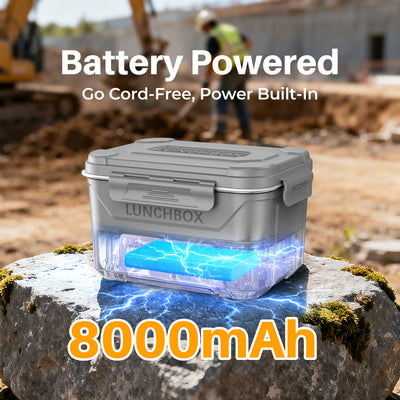 Cordless Electric Lunch Box, Heated Lunch Box Battery Powered with Automatic Scheduled Heating，grey