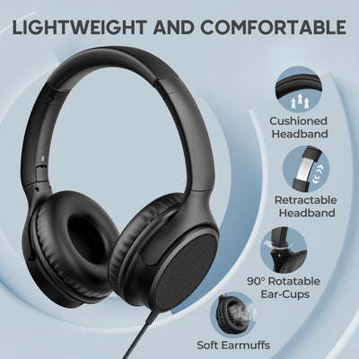 USB C Headphones Wired, Over Ear Wired Headphones with Microphone, Volume Control, HD Stereo Sound, Foldable Type C Headset for Relaxing, Gaming, Travel