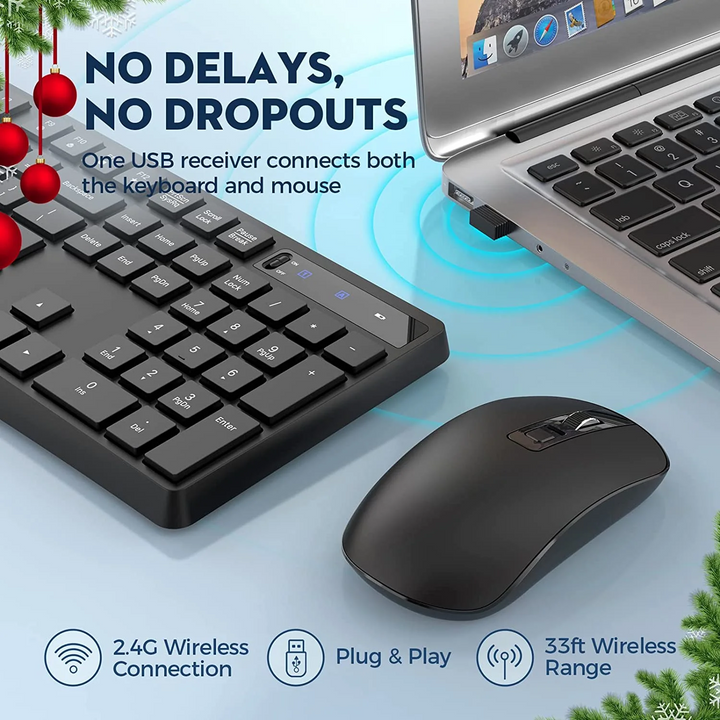 PC230 Wireless Keyboard Mouse Combo,USB, Auto-Sleep, Silent – MPOW