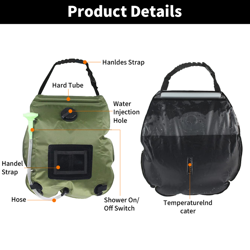 Mpow Pop - Up Camping Shower Tent with Solar Shower Bag - 6.2FT Height, Blocking, Portable Privacy Shelter