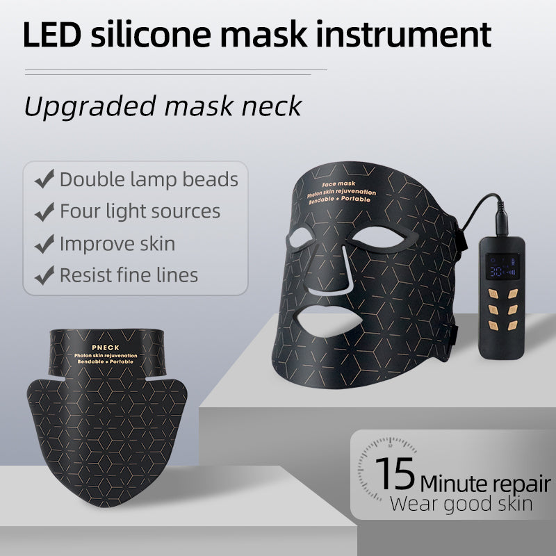 Mpow 4-Color Light Therapy Silicone Mask with Neck Care | 480 Chips Face & Neck Beauty Device