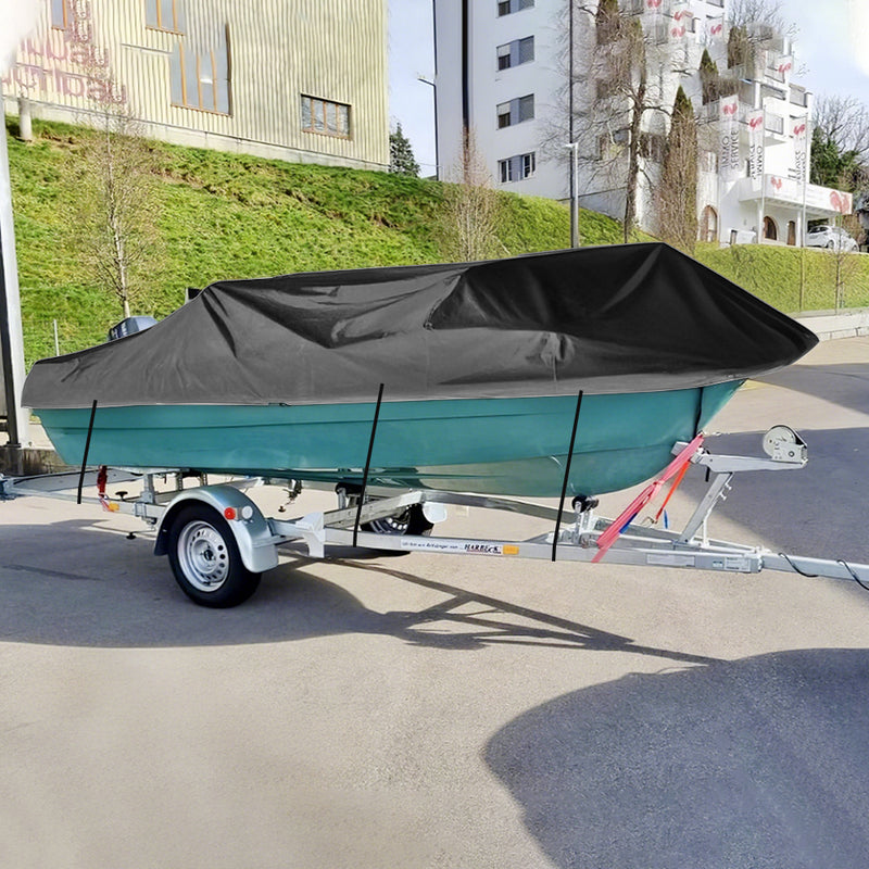 Mpow Boat Cover, Heavy-Duty PVC, Waterproof, Sun-Resistant, and Dust-Resistant, with Tie-Downs and Vents for Full-Enclosure Protection