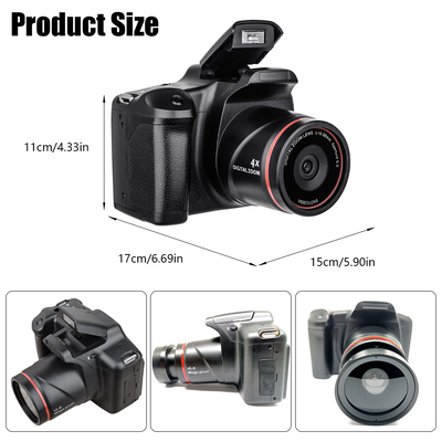 Mpow 16-megapixel camera with 16x digital zoom, 2.4-inch screen, 32GB memory card included, and multi-language support