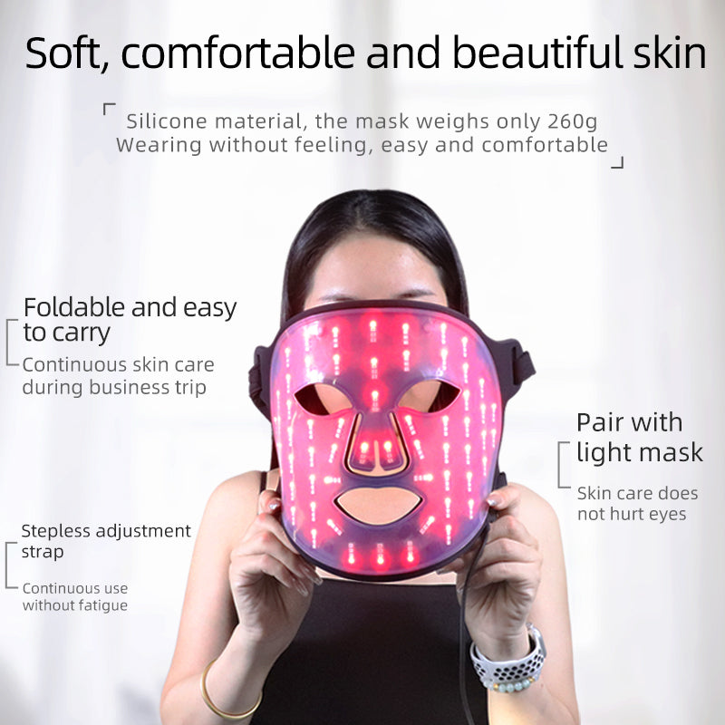 Mpow 4-Color Light Therapy Silicone Mask | 480 Chips Face & Neck Beauty