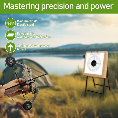 Mpow Small Compound Bow with 12 Arrows, Stainless Steel, Portable, Mini, Interactive, Stress-Relief, Shooting Competition Craft