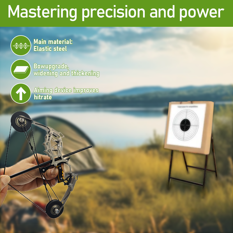 Mpow Small Compound Bow with 12 Arrows, Stainless Steel, Portable, Mini, Interactive, Stress-Relief, Shooting Competition Craft