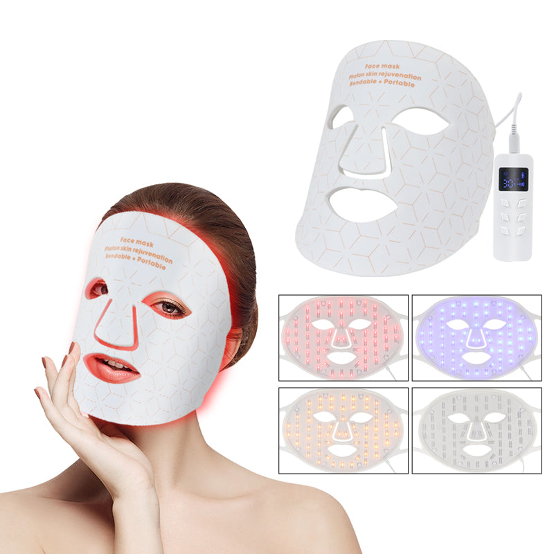 Mpow 4-Color Light Therapy Silicone Mask | 480 Chips Face & Neck Beauty