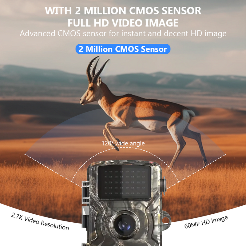 Mpow Outdoor 4K 48-megapixel Off-road infrared Camera, Non-Electrical, Non-Magnetic, Includes 32GB Memory Card, 130° Wide Angle