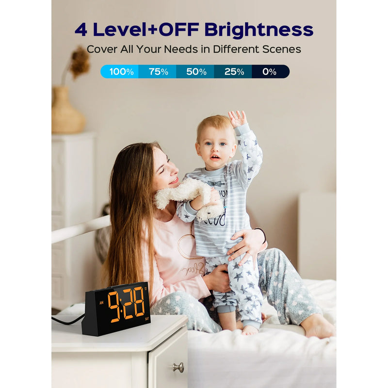 Mpow Alarm Clock for Heavy Sleepers, Digital Alarm Clock for Bedroom, Adjustable Brightness, Customizable Alarms, Automatically Dim at Night, Progressive Volume,DST, Alarm Clock for Kids Adults