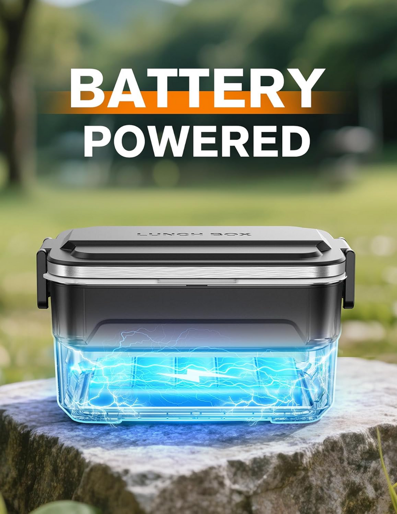 XL 6.3-Cup Cordless Electric Lunch Box for Adults, Heated Lunch Box for Men with Scheduled Heating, Portable Car Food Warmer with Utensils, Two-Tier Bag, Removable Divider