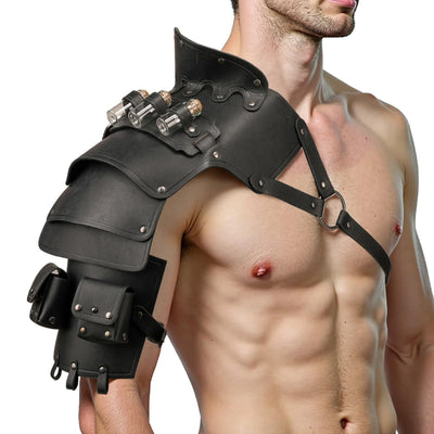 Mpow Medieval Warrior Knight Shoulder Armor with 3 Empty Decor Vials - Renaissance & Cosplay Ready