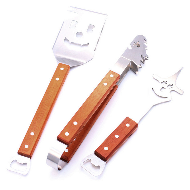 Mpow 3-piece Stainless Steel Barbecue Tool Set with Box Outdoor Camping Picnic BBQ Barbecue Utensils Cooking Tool Combination Set