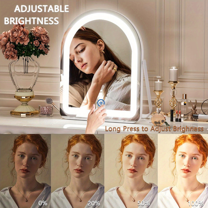 Lighted Makeup Mirror with 3-Color Dimmable Lighting, with