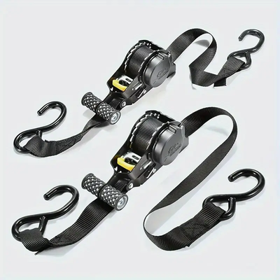 Mpow Automotive retractable tie-down straps, automatic tensioners, truck webbing straps, one-touch automatic retraction, perfect for securing cargo on vehicles
