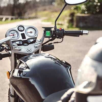 Mpow Motorcycle TPMS Tire Pressure Monitoring System - Wireless Solar Charging, 2 Sensors, LCD Display