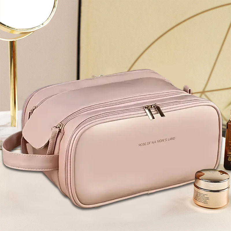 Mpow Double-Zipped Toiletry Bag for Women, Multifunctional Cosmetic Bag, Large Capacity, Leather/PU Fabric, Travel-Friendly Toiletry Storage Bag