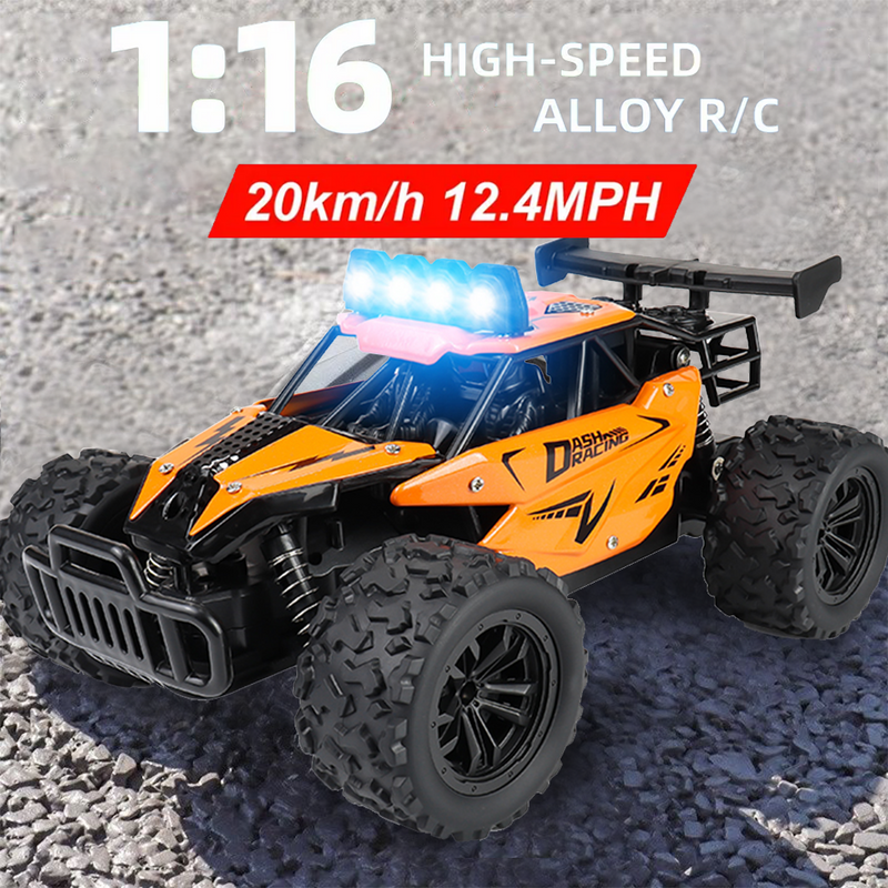 Mpow 1:16 Scale RC Alloy Remote Control Speed Car with 2.4GHz Anti-Interference, Dynamic LED Headlights, and All-Terrain Climbing for Boys