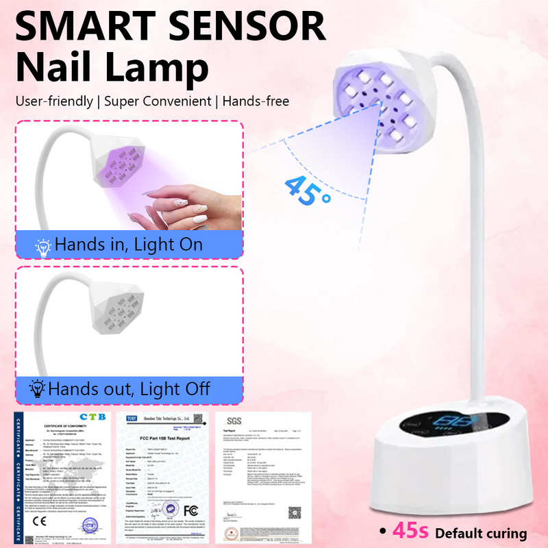 Mpow Desktop Sensor Nail Lamp, Dual Light Source, 360° Adjustable, 1500mAh Rechargeable Battery, 4 Timer Settings