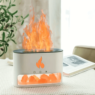 Mpow Salt and Stone Simulation Seven Color Flame Aromatherapy Diffuser