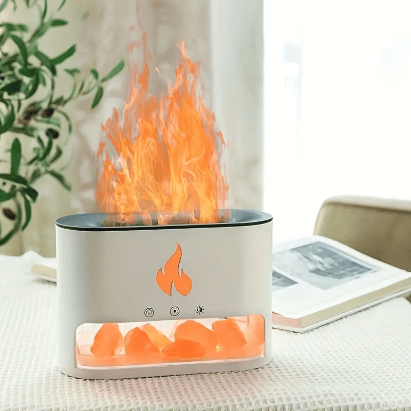 Mpow Salt and Stone Simulation Seven Color Flame Aromatherapy Diffuser