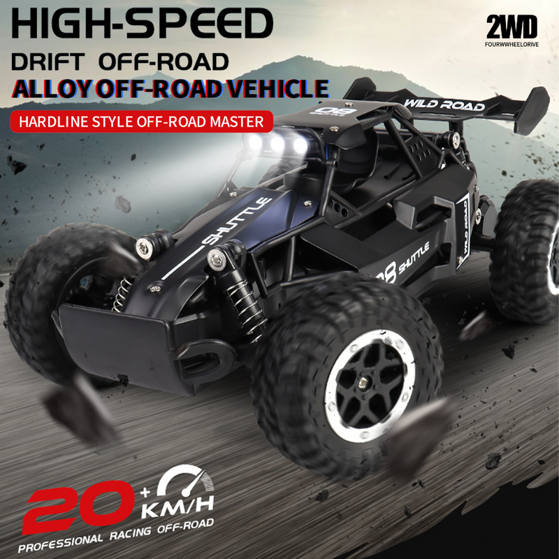 Mpow 1:16 Scale RC Alloy Remote Control Speed Car with 2.4GHz Anti-Interference, Dynamic LED Headlights, and All-Terrain Climbing for Boys