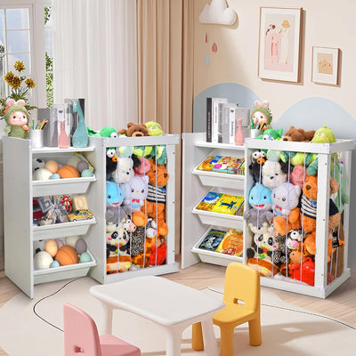 Mpow Plush Animal Storage Rack + Toy Storage Box All-in-One Multifunctional Toy Storage Cabinet, Home Classification Storage Rack, Perfect Kids' Room Organization Tool