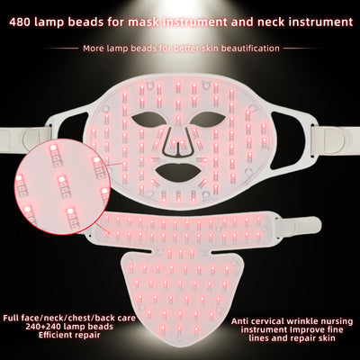 Mpow 4-Color Light Therapy Silicone Mask with Neck Care | 480 Chips Face & Neck Beauty Device