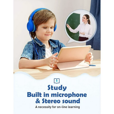 Kids Headphones for School Home Tablet Travel, Sharing Sounds Function, Foldable Wired Kids Headphones with Microphone