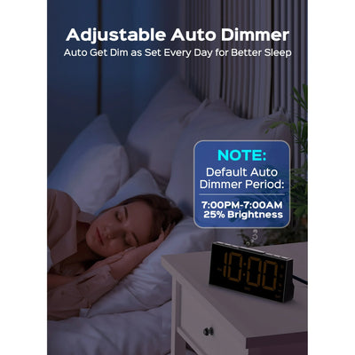 Mpow Alarm Clock for Heavy Sleepers, Digital Alarm Clock for Bedroom, Adjustable Brightness, Customizable Alarms, Automatically Dim at Night, Progressive Volume,DST, Alarm Clock for Kids Adults