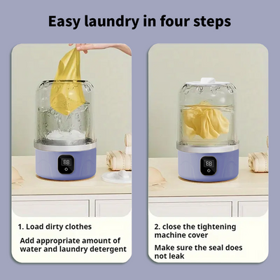 Mpow Mini Wireless Washing Machine with 3000mAh Rechargeable Battery and 15W Power for Efficient Cleaning, Portable, and Space-Saving Design for Underwear and Baby Clothes