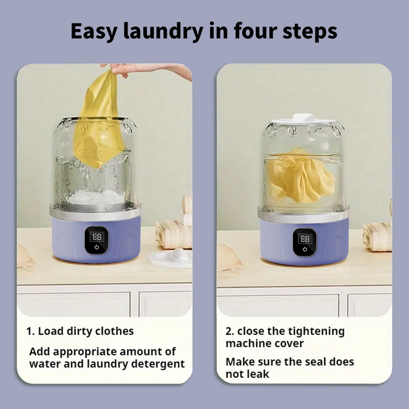 Mpow Mini Wireless Washing Machine with 3000mAh Rechargeable Battery and 15W Power for Efficient Cleaning, Portable, and Space-Saving Design for Underwear and Baby Clothes