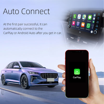 Mpow Wired to Wireless CarPlay/Android Auto Adapter: Plug-and-Play, 5.8GHz High-Speed Transmission, Compatible with Multiple Phones