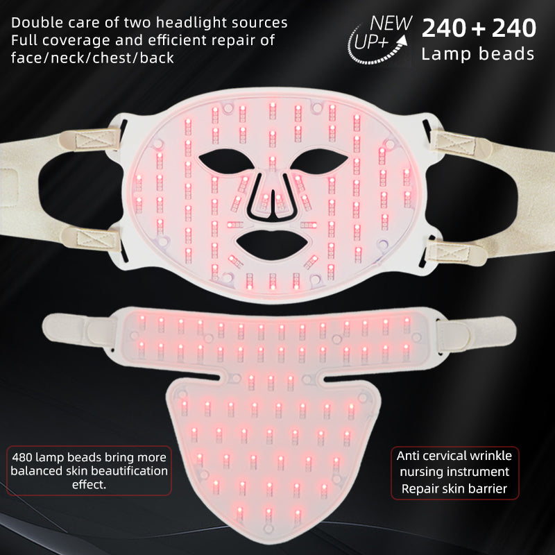 Mpow 4-Color Light Therapy Silicone Mask with Neck Care | 480 Chips Face & Neck Beauty Device