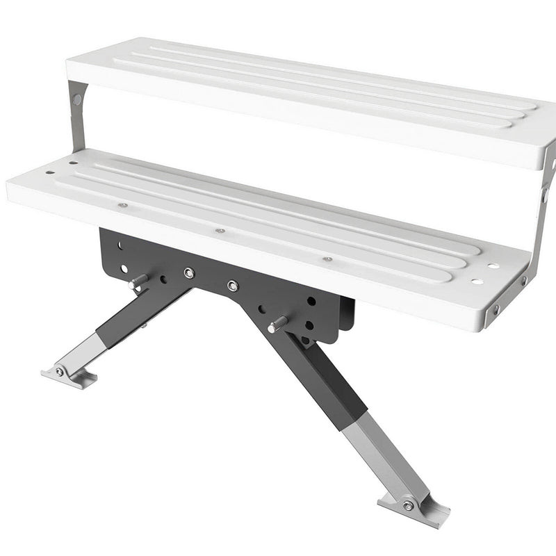Mpow Adjustable folding step stabilizer for RVs. Anti-shake and anti-sinking. Easy installation. Upgraded stability. Enhanced support and protection for the step