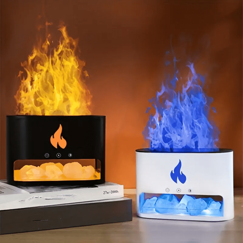 Mpow Salt and Stone Simulation Seven Color Flame Aromatherapy Diffuser