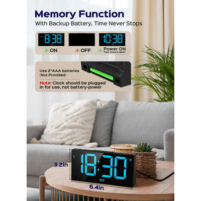 Mpow Wireless Sync Time Digital Alarm Clocks for Bedrooms, Digital Clock with 4 Level Brightness + Off, Dual Customizable Alarms, USB Port, Power-Off Memory, Snooze, 12/24H/DST, Bedside Clock