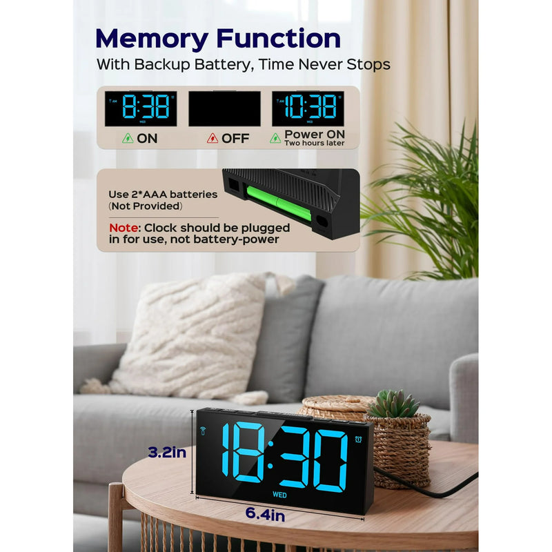 Mpow Wireless Sync Time Digital Alarm Clocks for Bedrooms, Digital Clock with 4 Level Brightness + Off, Dual Customizable Alarms, USB Port, Power-Off Memory, Snooze, 12/24H/DST, Bedside Clock