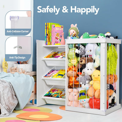 Mpow Plush Animal Storage Rack + Toy Storage Box All-in-One Multifunctional Toy Storage Cabinet, Home Classification Storage Rack, Perfect Kids' Room Organization Tool