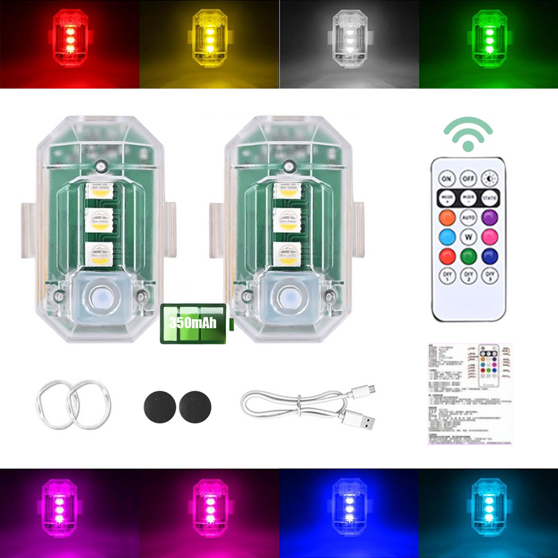 Mpow Motorcycle Strobe Light, Multi-Color LED Strobe Light, Remote Control, Suitable for Cars, Drones, Bicycles, and Outdoor Gear