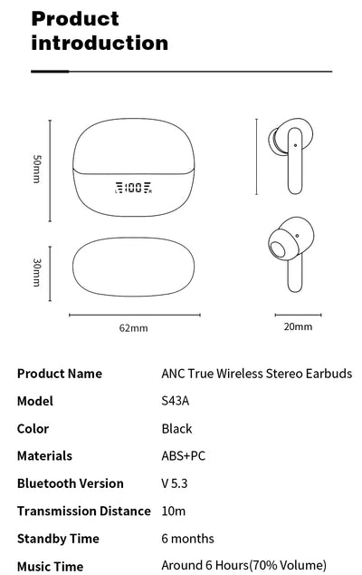 Mpow Wireless noise reduction Bluetooth 5.3 music headphones Black