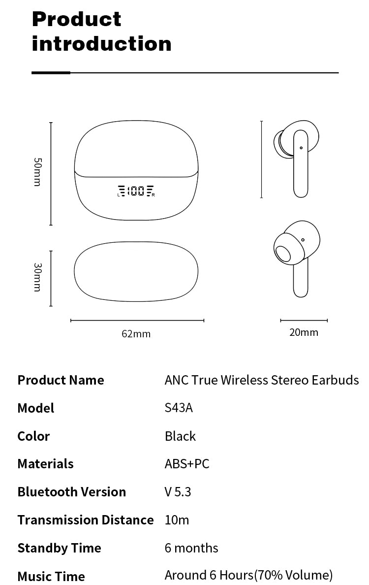 Mpow Wireless noise reduction Bluetooth 5.3 music headphones Black