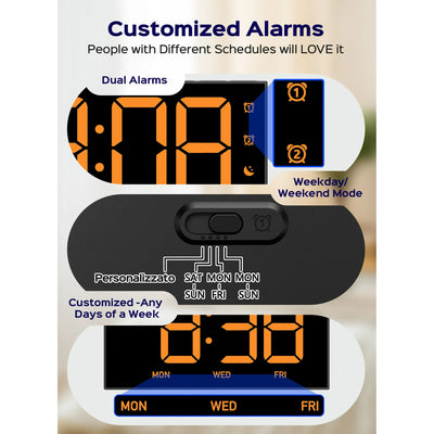 Mpow Alarm Clock for Heavy Sleepers, Digital Alarm Clock for Bedroom, Adjustable Brightness, Customizable Alarms, Automatically Dim at Night, Progressive Volume,DST, Alarm Clock for Kids Adults