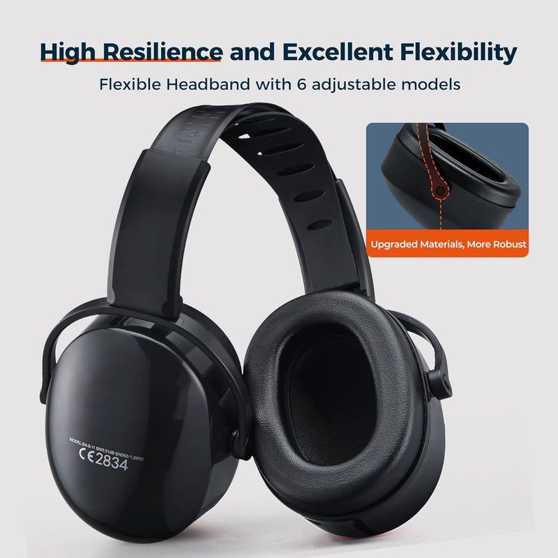 Noise Reduction Safety Ear Muffs, SNR 31dB Hearing Protection Earmuffs, Adjustable Noise Cancelling Headphones for Shooting Gun Range Mowing Construction Woodwork Adult Kids
