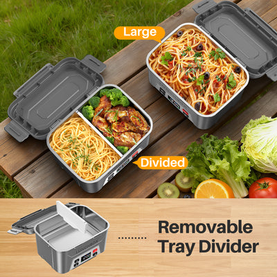 Cordless Electric Lunch Box, Heated Lunch Box Battery Powered with Automatic Scheduled Heating，grey