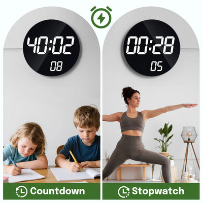 Mpow 11.4" Large Digital Wall Clock with Remote Control, Dual Alarms Adjustable Brightness, Digital Clock for Bedroom, Living Room, School, Garage, Gift for Elderly