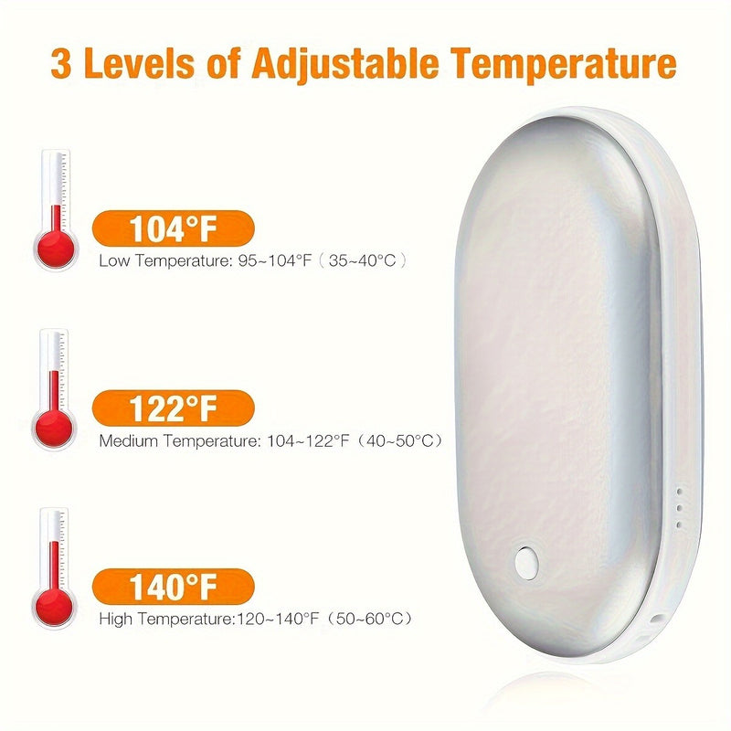 Mpow Pebble Hand Warmer and Power Bank Dual-Purpose Black 6000mAh Large Capacity 1-Second Heats Up with 4 Temperature Settings - A Portable Outdoor Essential